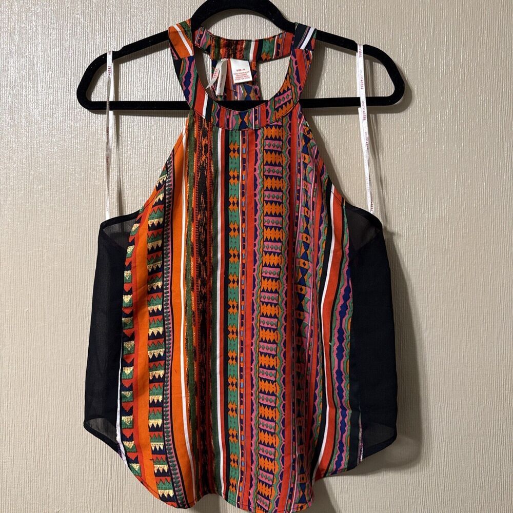 True Destiny Colorful Summer Halter  Sleeveless Top Sz M